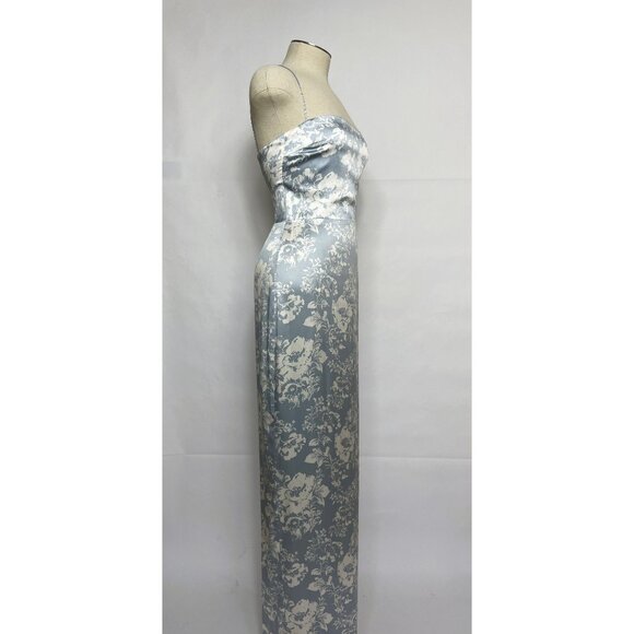 Reformation Frankie Silk Dress Porcelain Blue Floral Square Neck Maxi US 0 - Picture 3 of 17